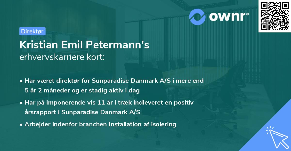 Kristian Emil Petermann's erhvervskarriere kort