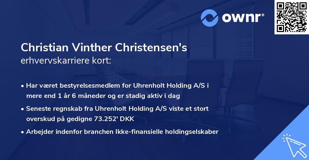 Christian Vinther Christensen's erhvervskarriere kort