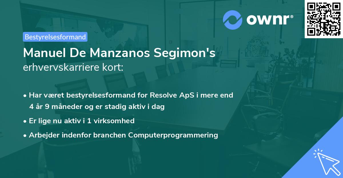 Manuel De Manzanos Segimon's erhvervskarriere kort