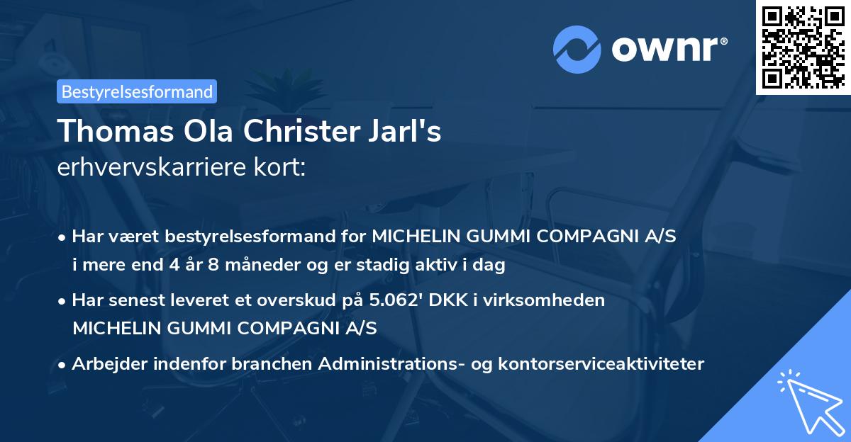 Thomas Ola Christer Jarl's erhvervskarriere kort