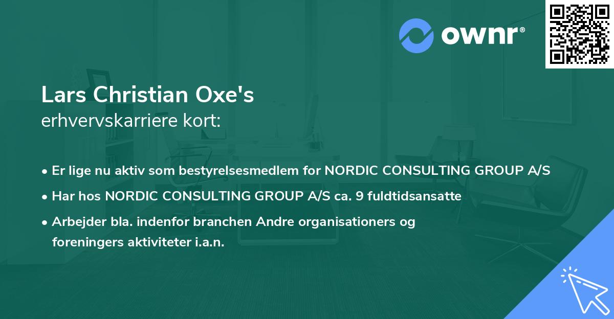 Lars Christian Oxe's erhvervskarriere kort