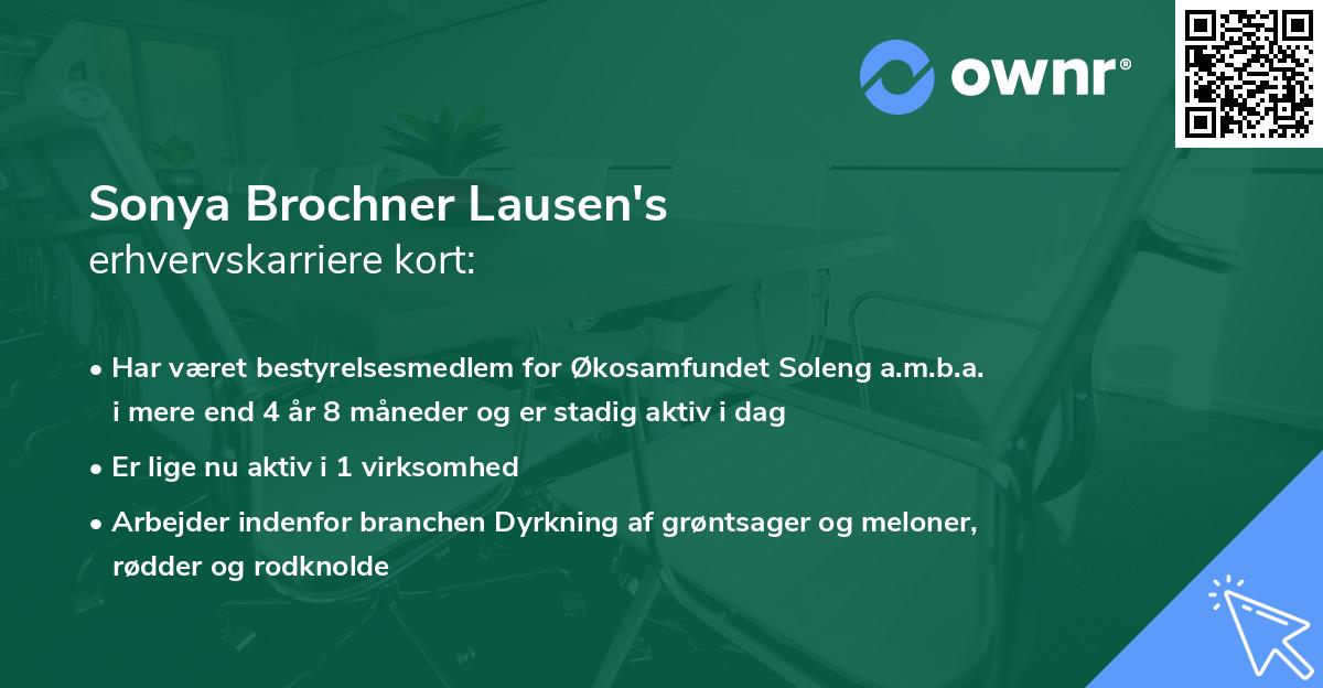 Sonya Brochner Lausen's erhvervskarriere kort
