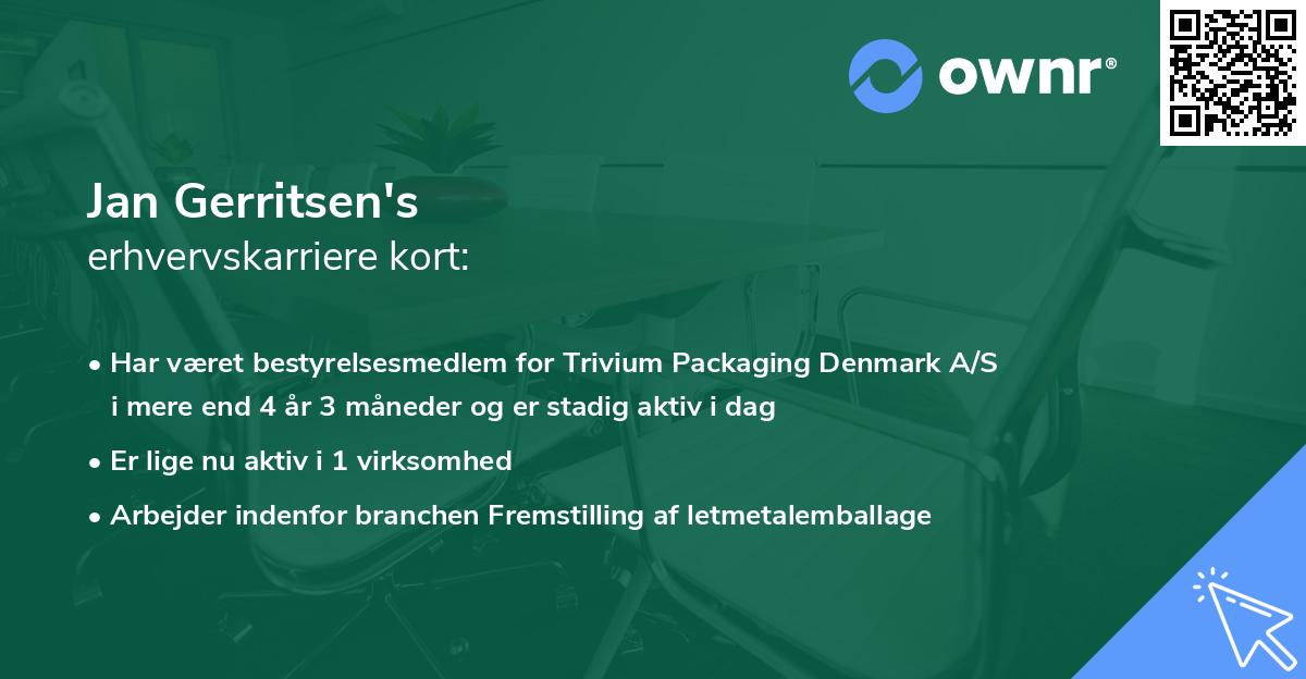 Jan Gerritsen's erhvervskarriere kort