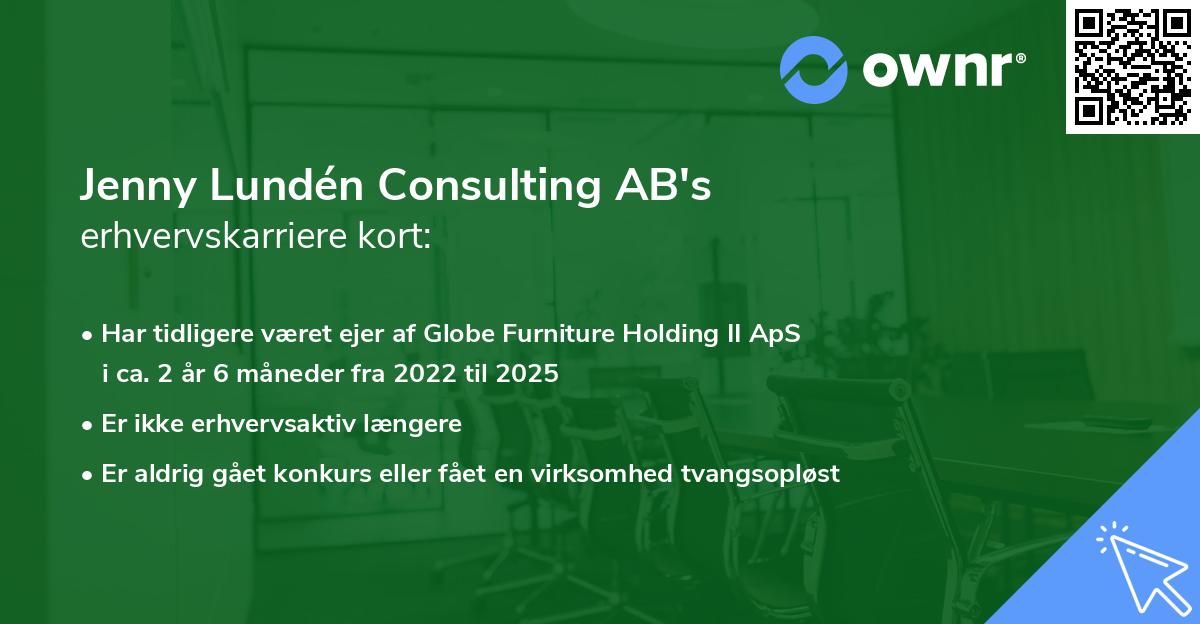 Jenny Lundén Consulting AB's erhvervskarriere kort