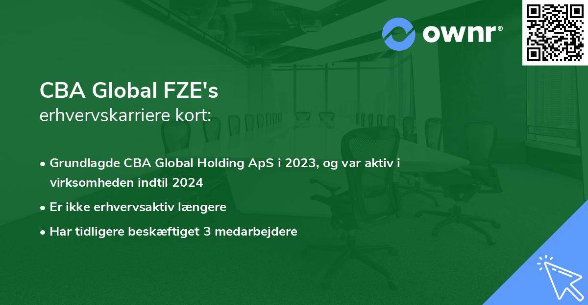 CBA Global FZE's erhvervskarriere kort