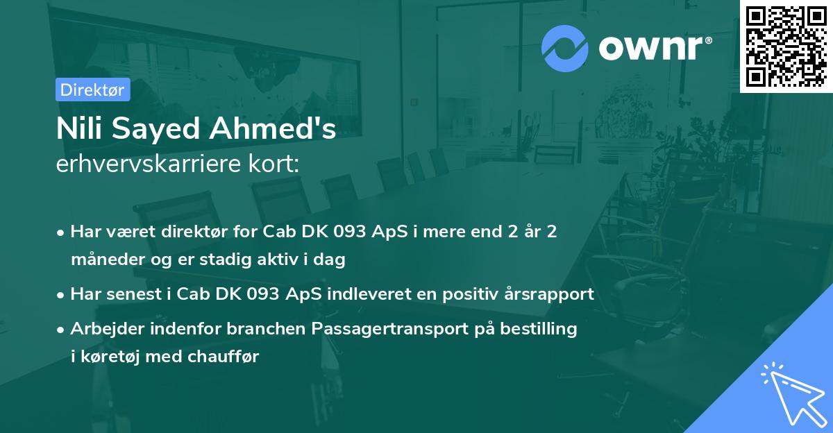 Nili Sayed Ahmed's erhvervskarriere kort