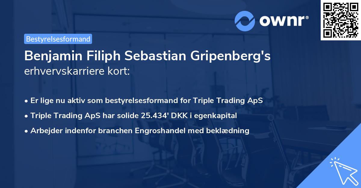 Benjamin Filiph Sebastian Gripenberg's erhvervskarriere kort