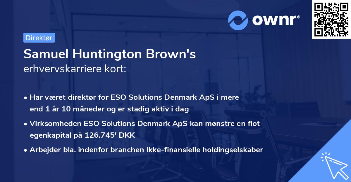 Samuel Huntington Brown's erhvervskarriere kort