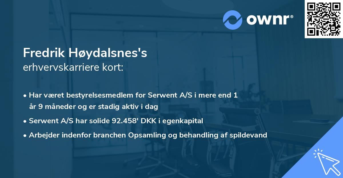 Fredrik Høydalsnes's erhvervskarriere kort