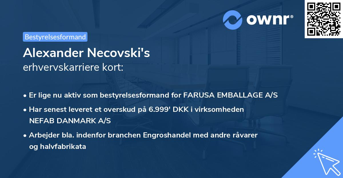 Alexander Necovski's erhvervskarriere kort