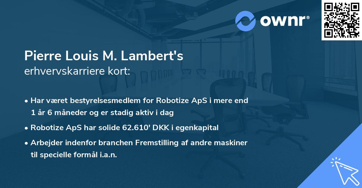 Pierre Louis M. Lambert's erhvervskarriere kort