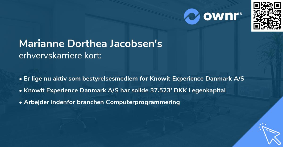 Marianne Dorthea Jacobsen's erhvervskarriere kort