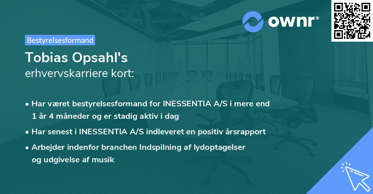 Tobias Opsahl's erhvervskarriere kort