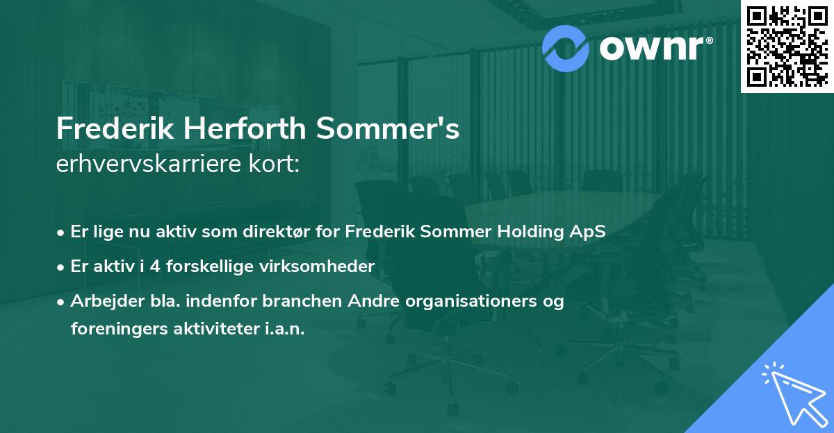 Frederik Herforth Sommer's erhvervskarriere kort