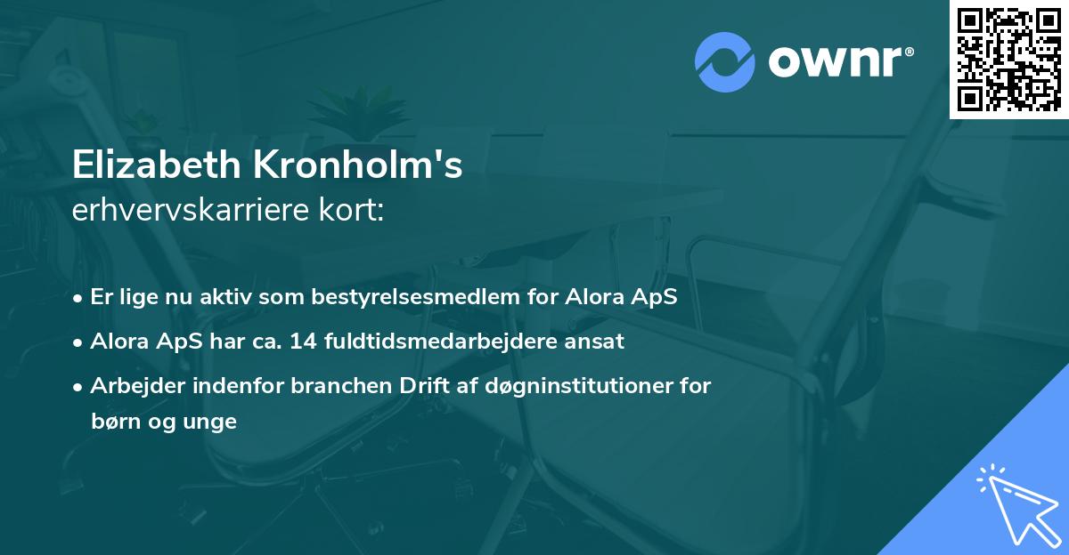 Elizabeth Kronholm's erhvervskarriere kort