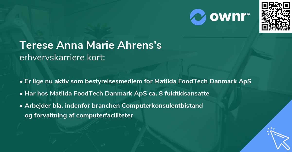 Terese Anna Marie Ahrens's erhvervskarriere kort