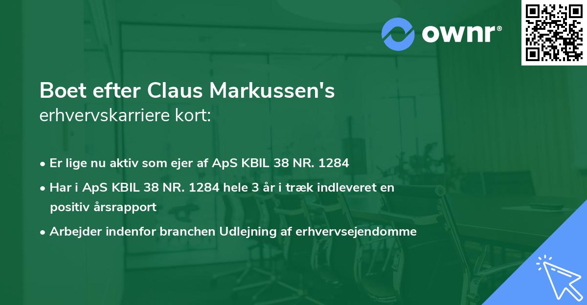 Boet efter Claus Markussen's erhvervskarriere kort