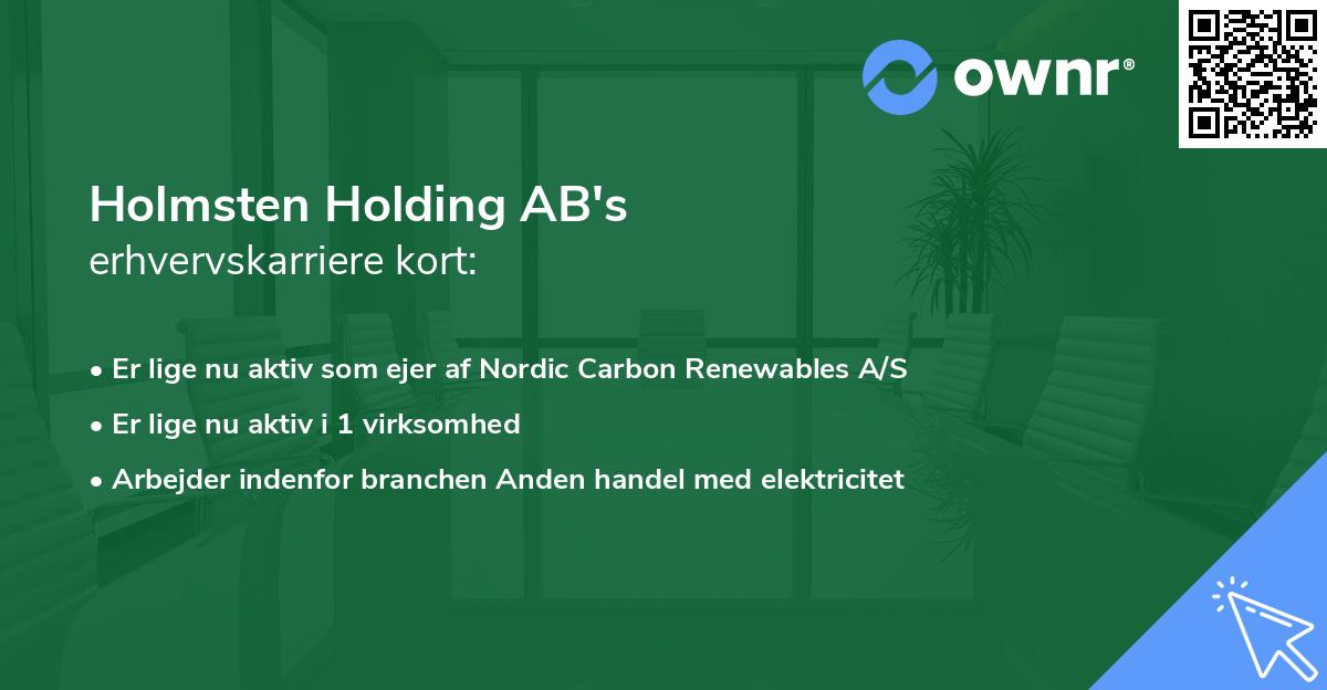 Holmsten Holding AB's erhvervskarriere kort