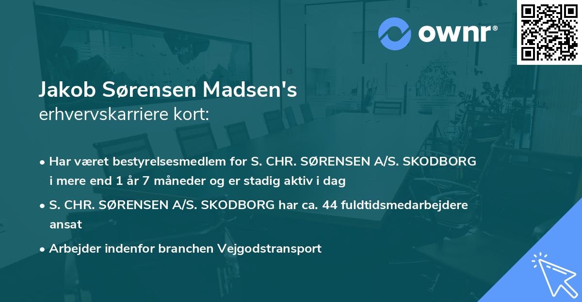 Jakob Sørensen Madsen's erhvervskarriere kort