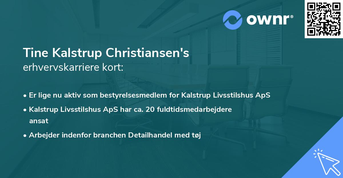 Tine Kalstrup Christiansen's erhvervskarriere kort