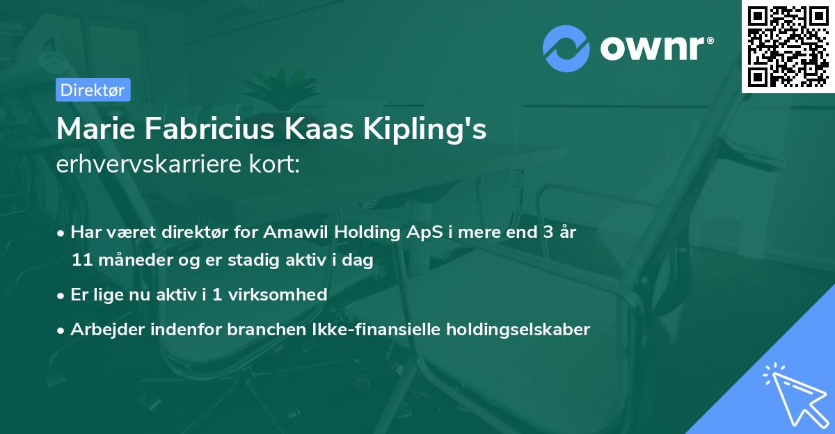 Marie Fabricius Kaas Kipling's erhvervskarriere kort