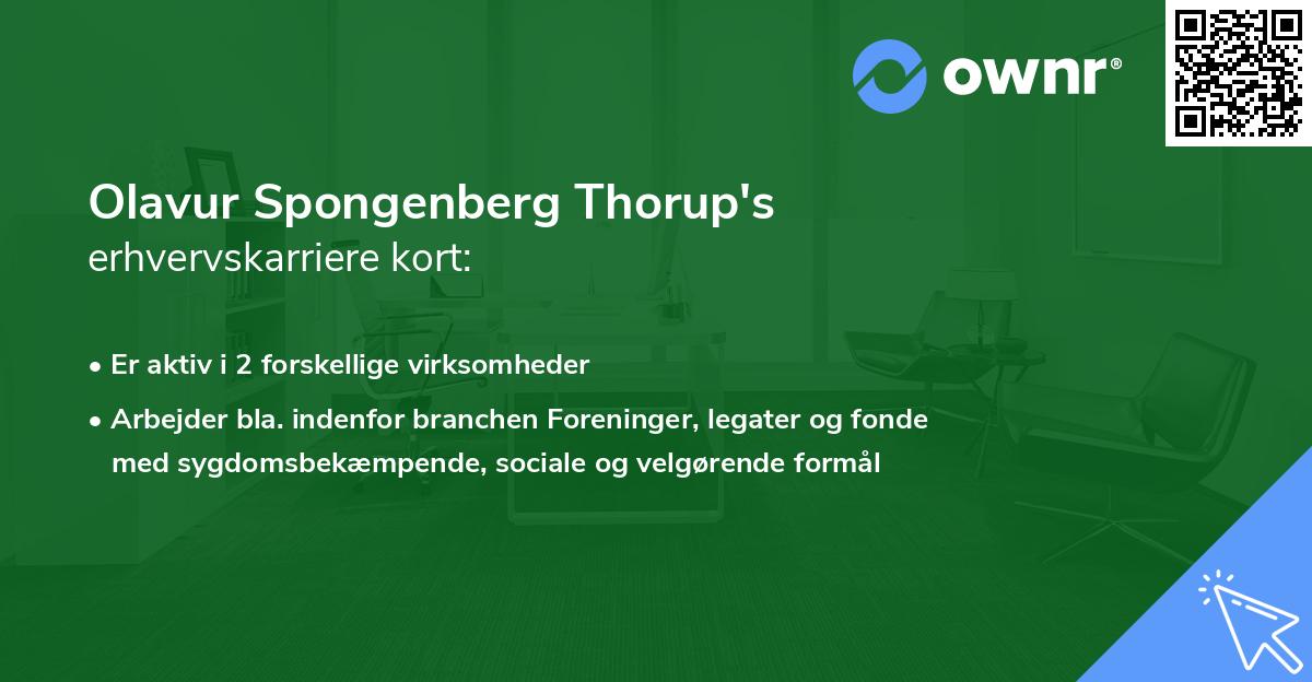 Olavur Spongenberg Thorup's erhvervskarriere kort