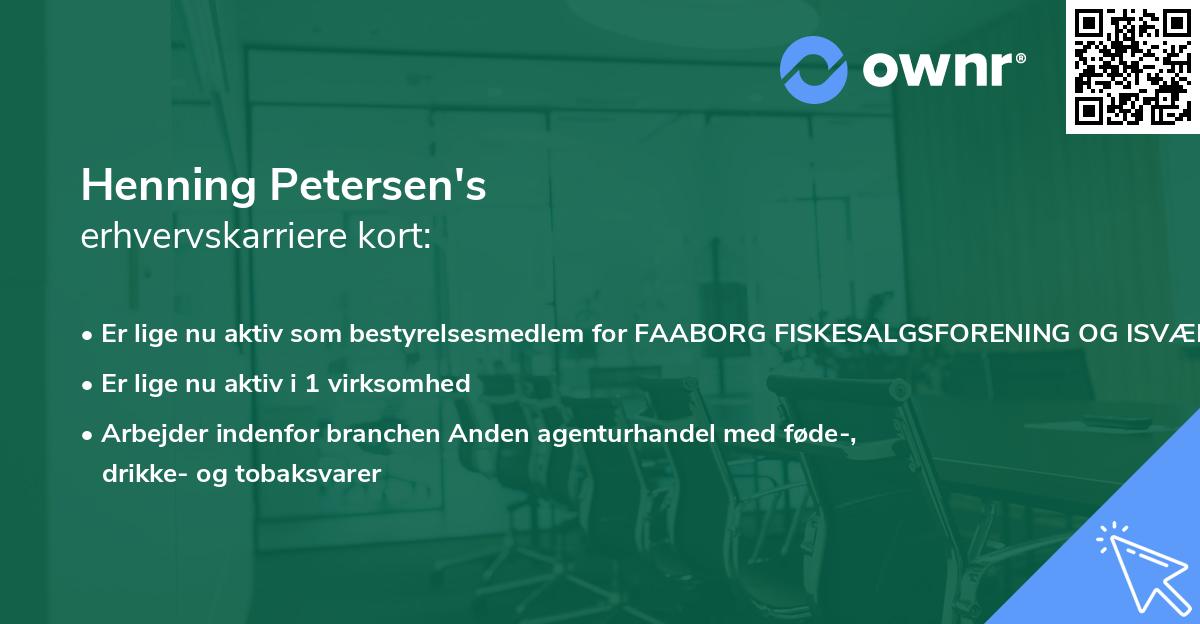 Henning Petersen's erhvervskarriere kort