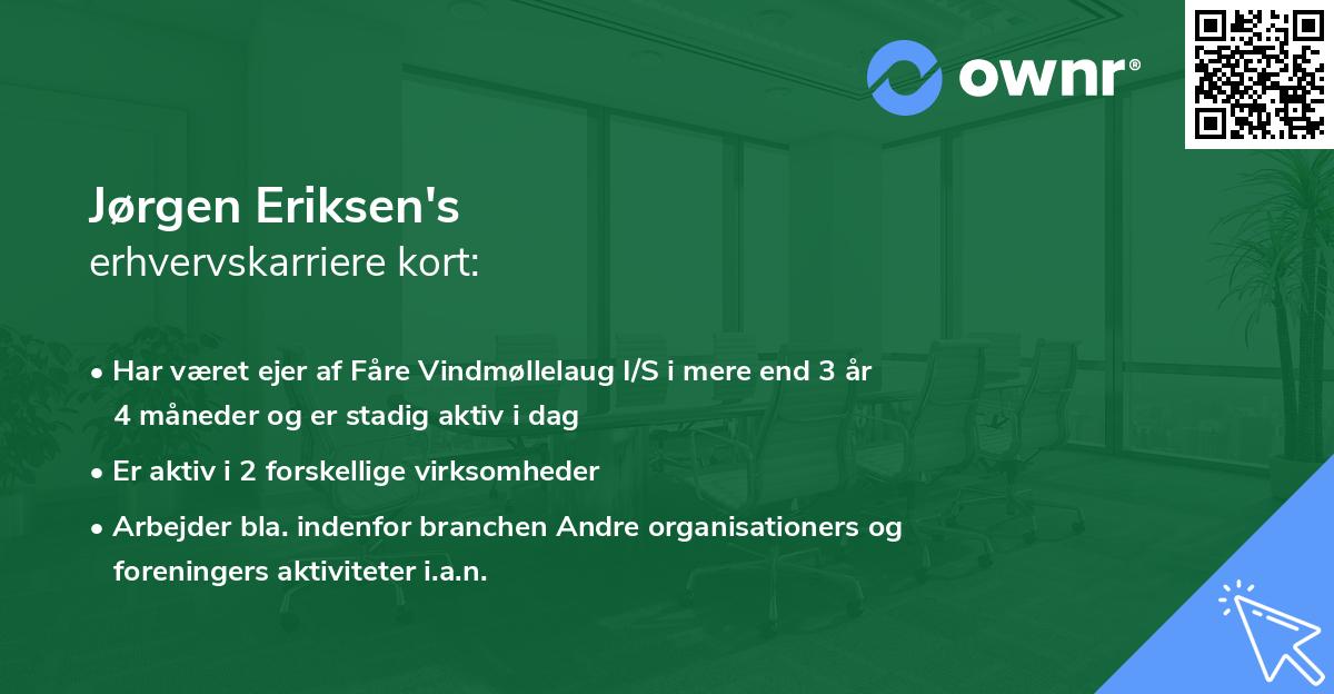 Jørgen Eriksen's erhvervskarriere kort