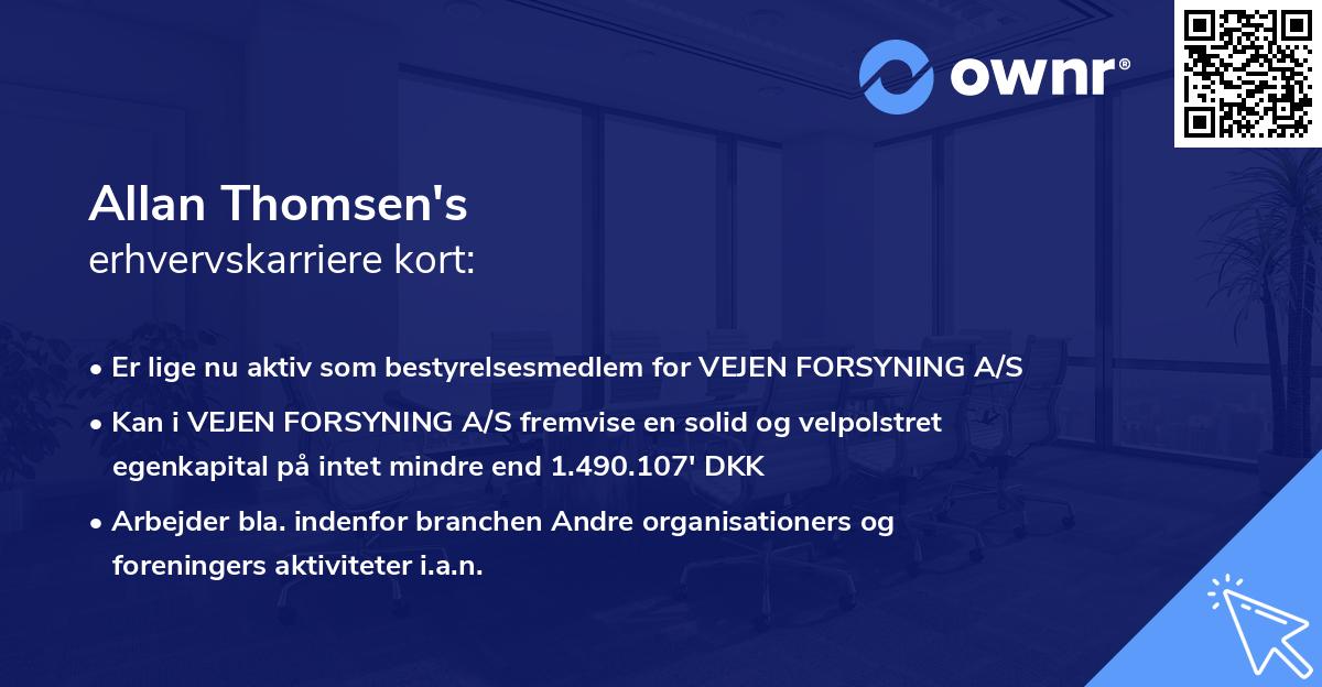 Allan Thomsen's erhvervskarriere kort