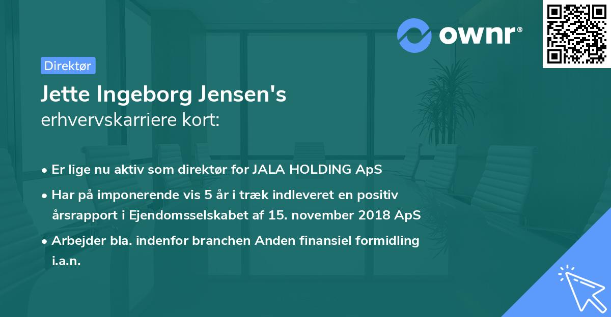 Jette Ingeborg Jensen's erhvervskarriere kort