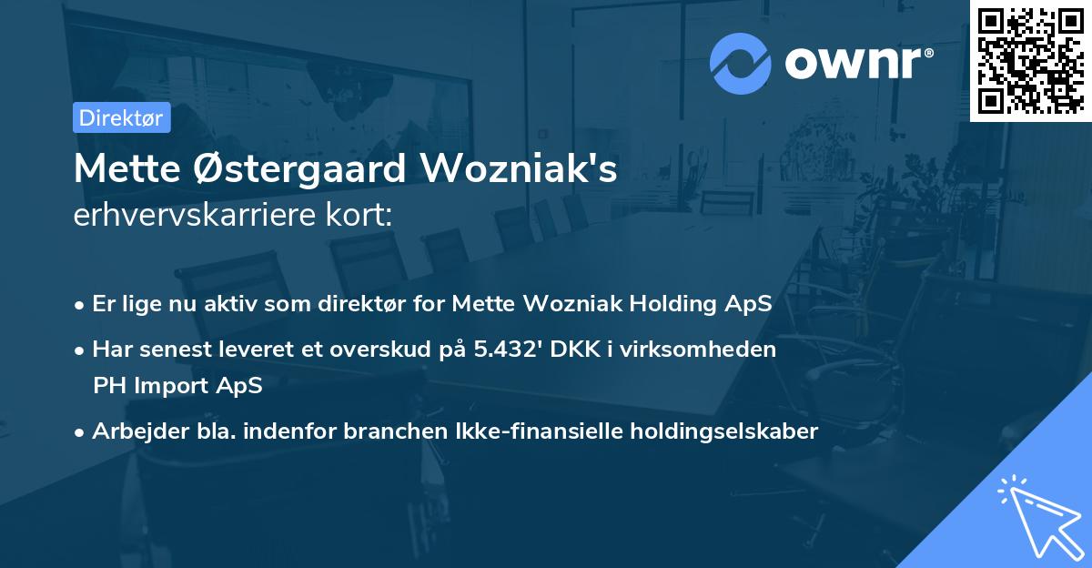 Mette Østergaard Wozniak's erhvervskarriere kort