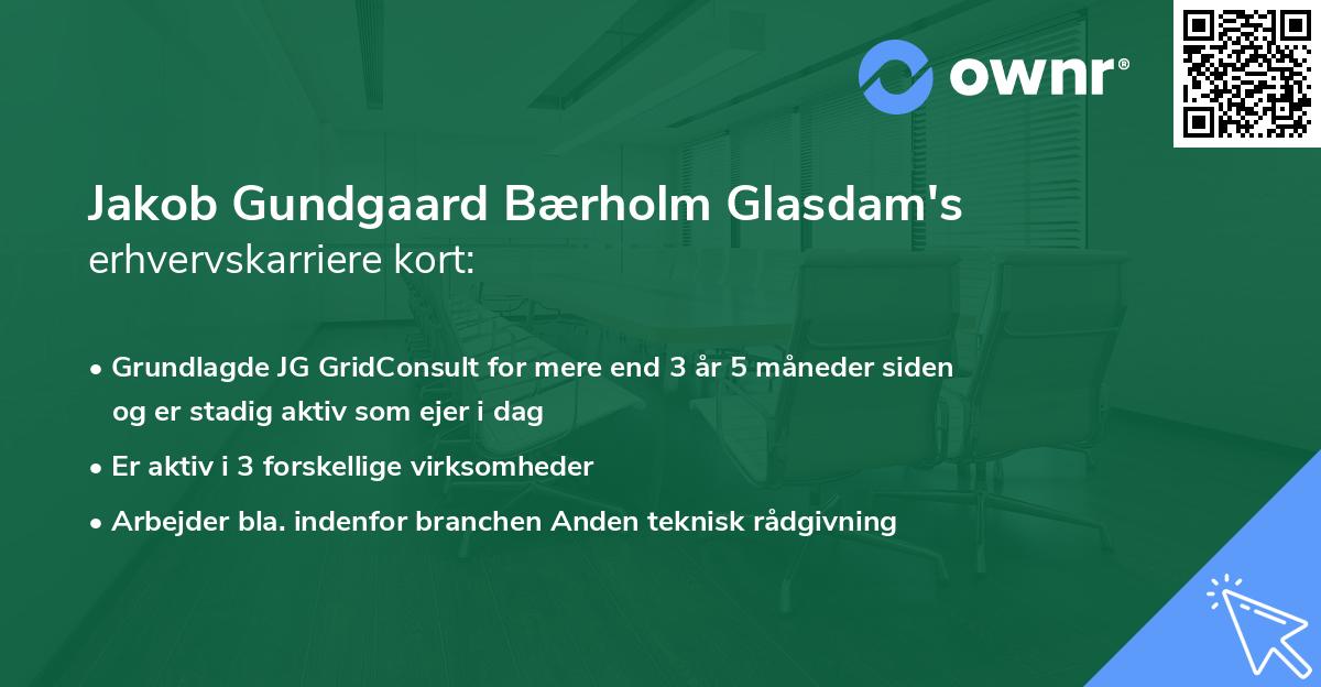 Jakob Gundgaard Bærholm Glasdam's erhvervskarriere kort