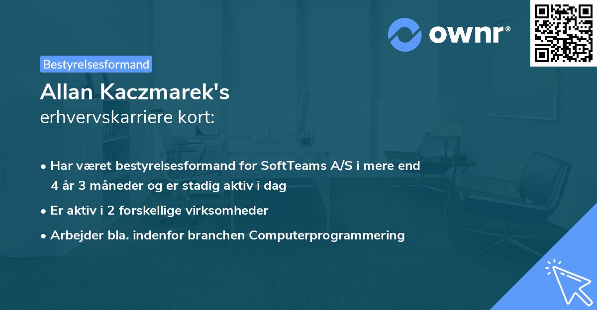Allan Kaczmarek's erhvervskarriere kort