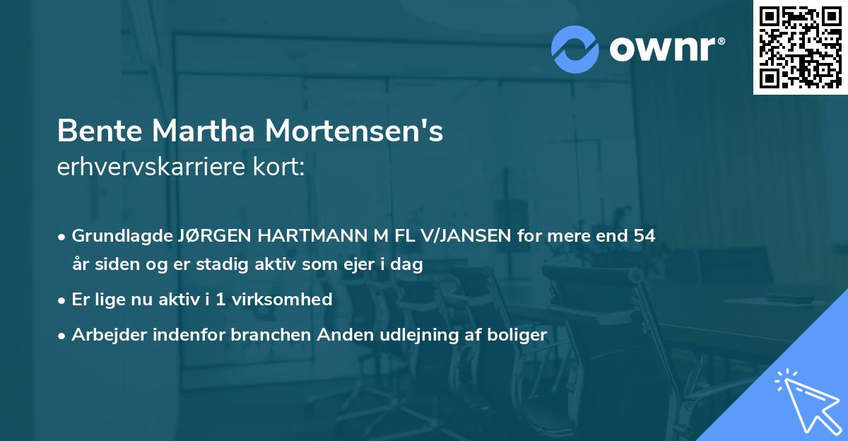 Bente Martha Mortensen's erhvervskarriere kort