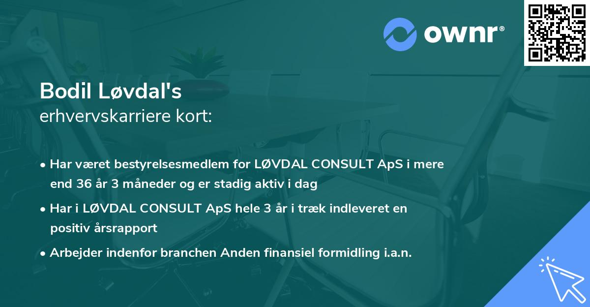 Bodil Løvdal's erhvervskarriere kort