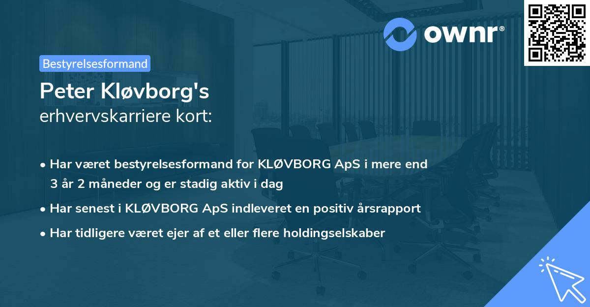 Peter Kløvborg's erhvervskarriere kort