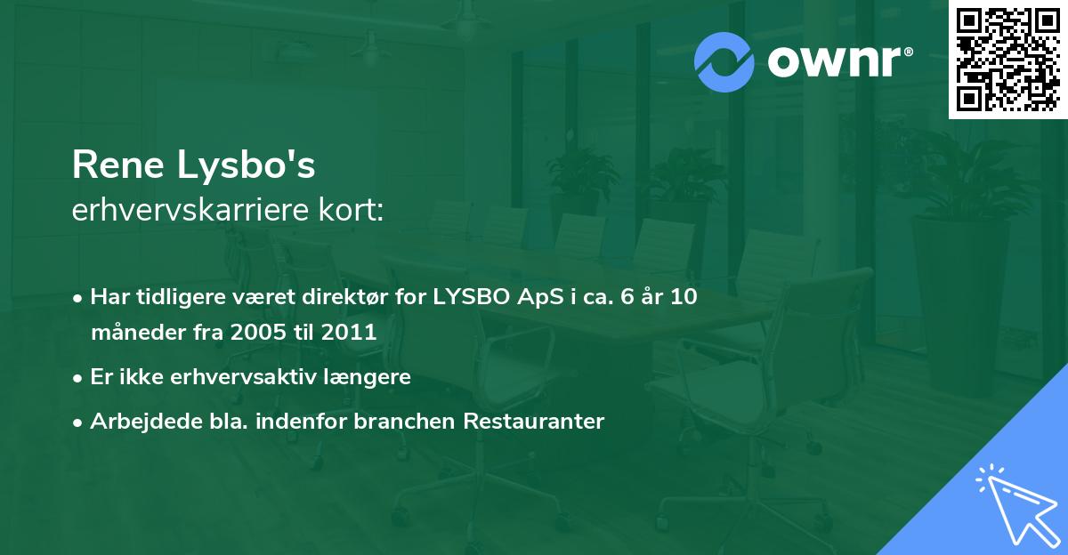 Rene Lysbo's erhvervskarriere kort