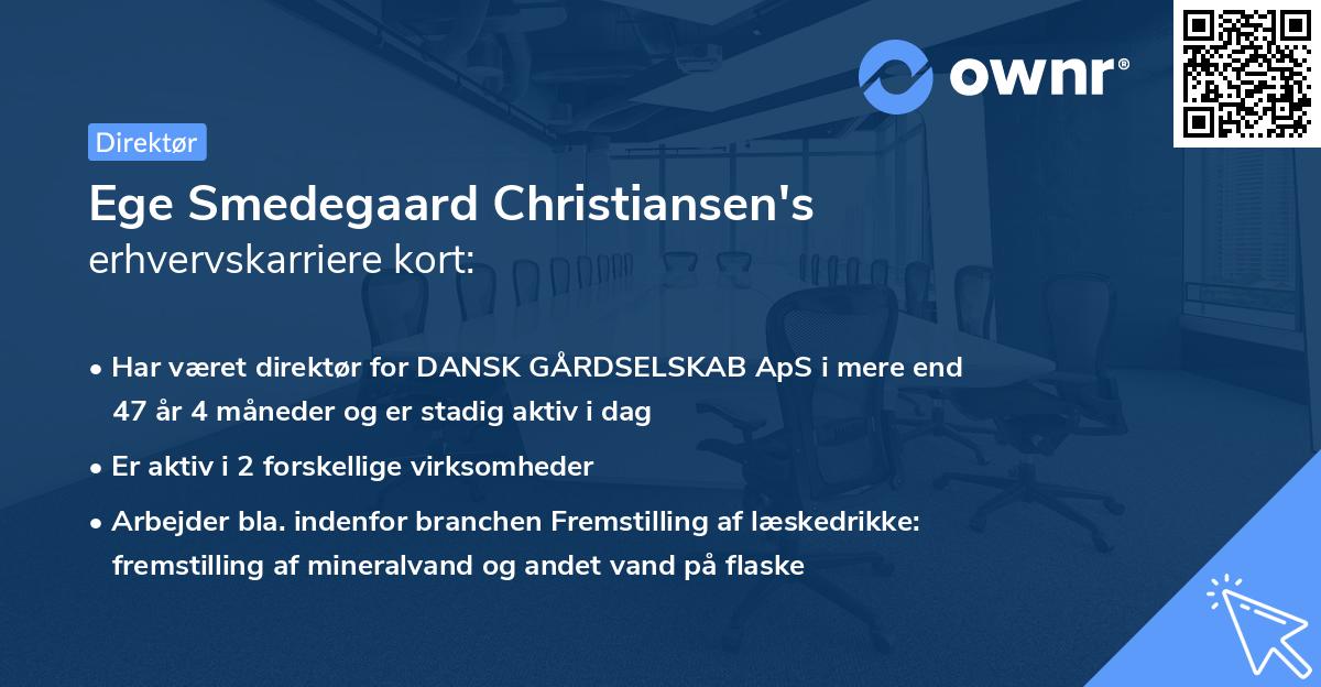 Ege Smedegaard Christiansen's erhvervskarriere kort