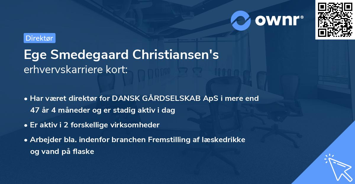 Ege Smedegaard Christiansen's erhvervskarriere kort