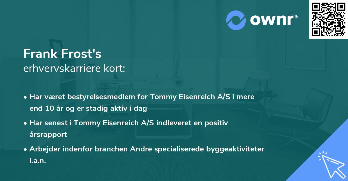 Frank Frost's erhvervskarriere kort