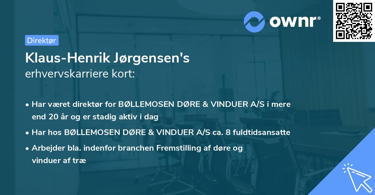 Klaus-Henrik Jørgensen's erhvervskarriere kort