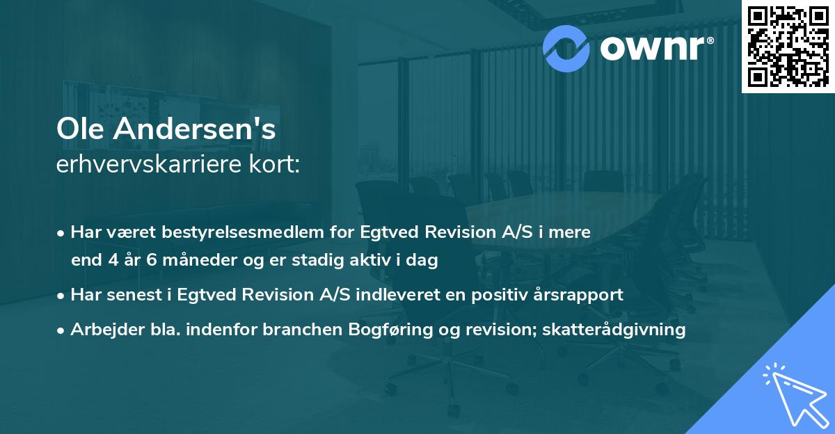 Ole Andersen's erhvervskarriere kort