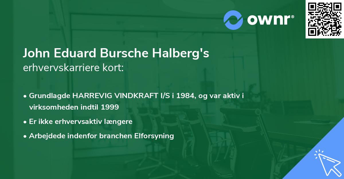 John Eduard Bursche Halberg's erhvervskarriere kort