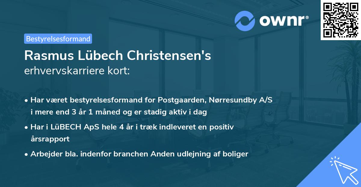 Rasmus Lübech Christensen's erhvervskarriere kort