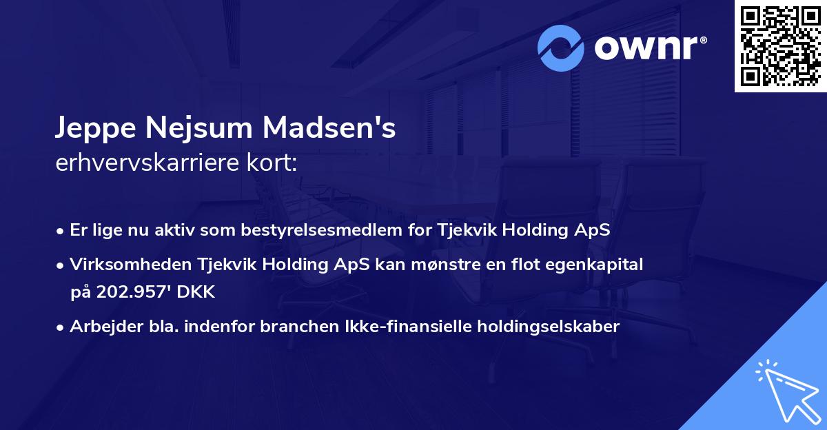 Jeppe Nejsum Madsen's erhvervskarriere kort