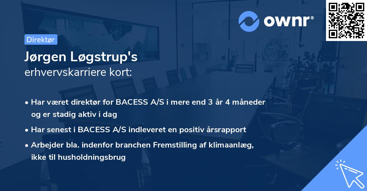 Jørgen Løgstrup's erhvervskarriere kort