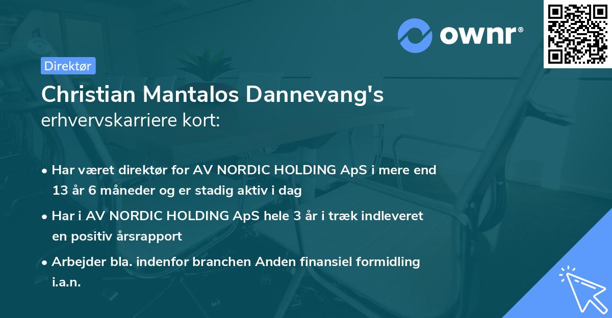 Christian Mantalos Dannevang's erhvervskarriere kort