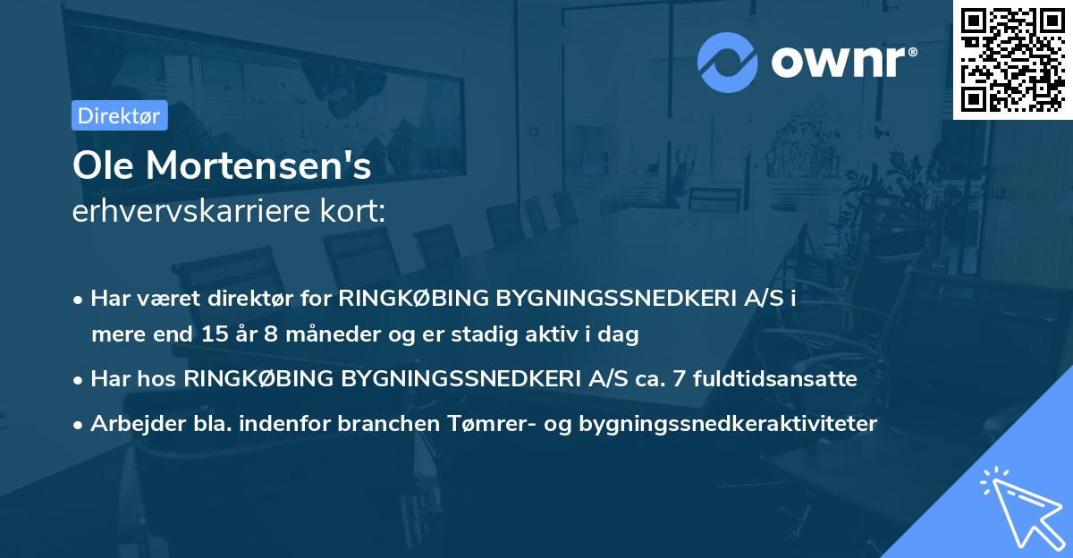 Ole Mortensen's erhvervskarriere kort