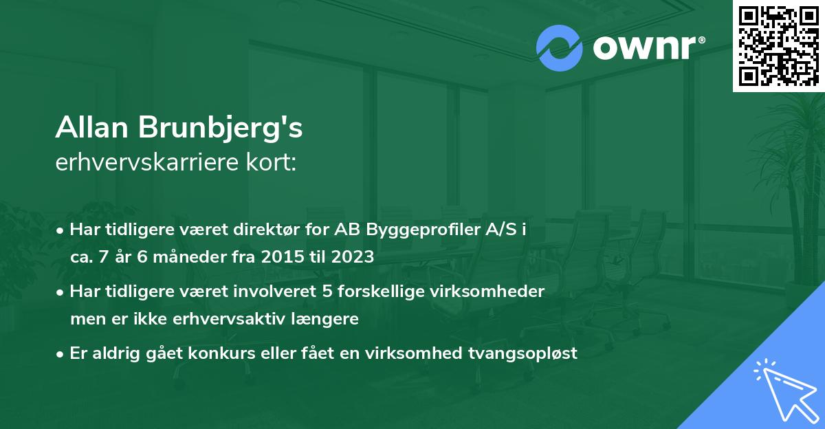 Allan Brunbjerg's erhvervskarriere kort