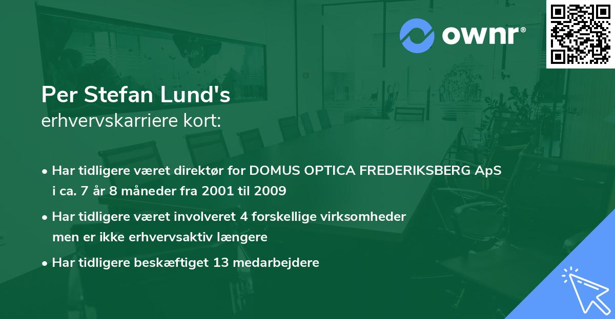 Per Stefan Lund's erhvervskarriere kort